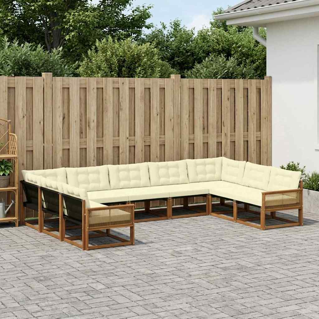 Buiten bankenset met kussen 9 pcs Natuurlijk en Crème is nu te koop bij PeponiXL, paradijselijk wonen!