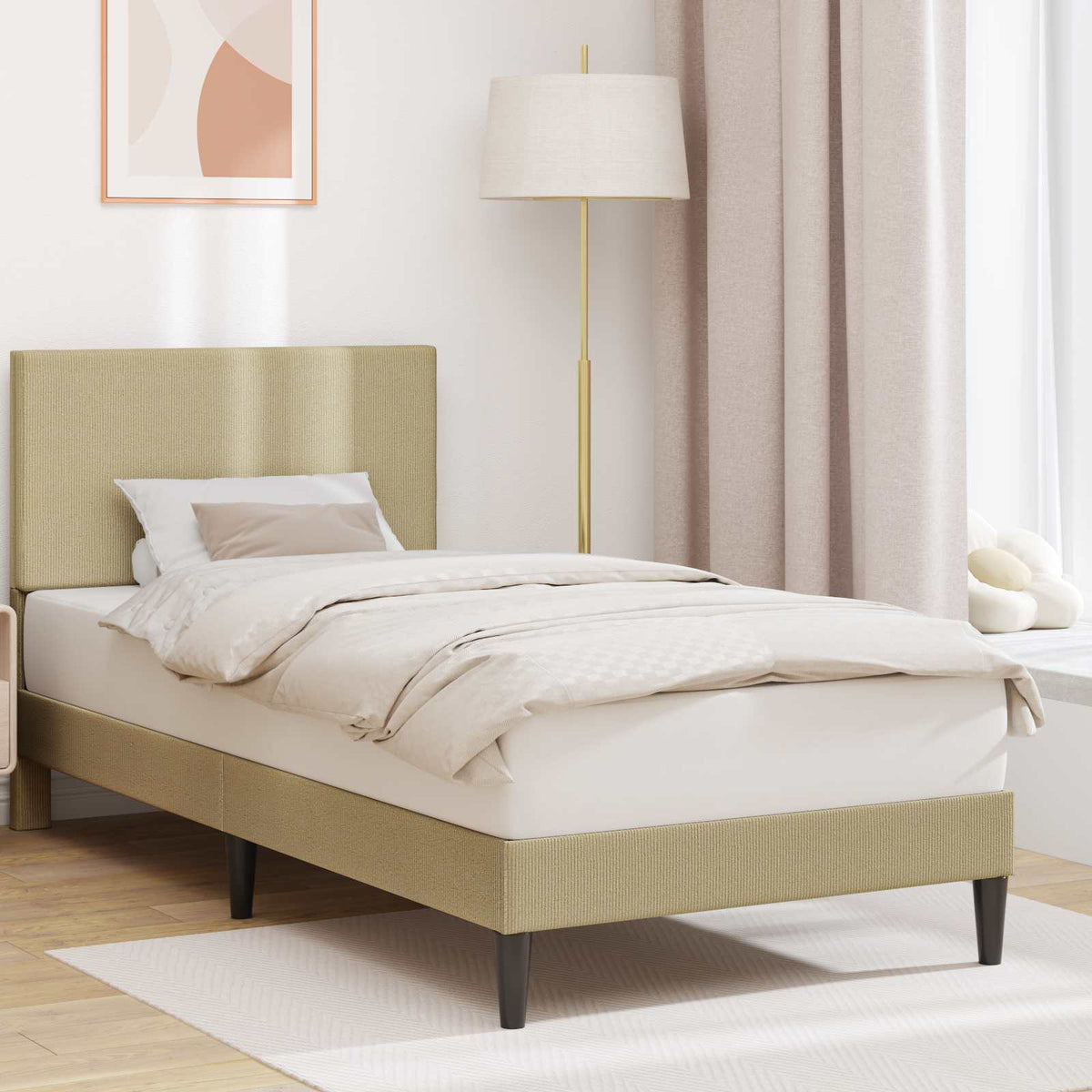 Bedframe Lichtgroen Grijs 80 x 200 cm Katoen Stof is nu te koop bij PeponiXL, paradijselijk wonen!