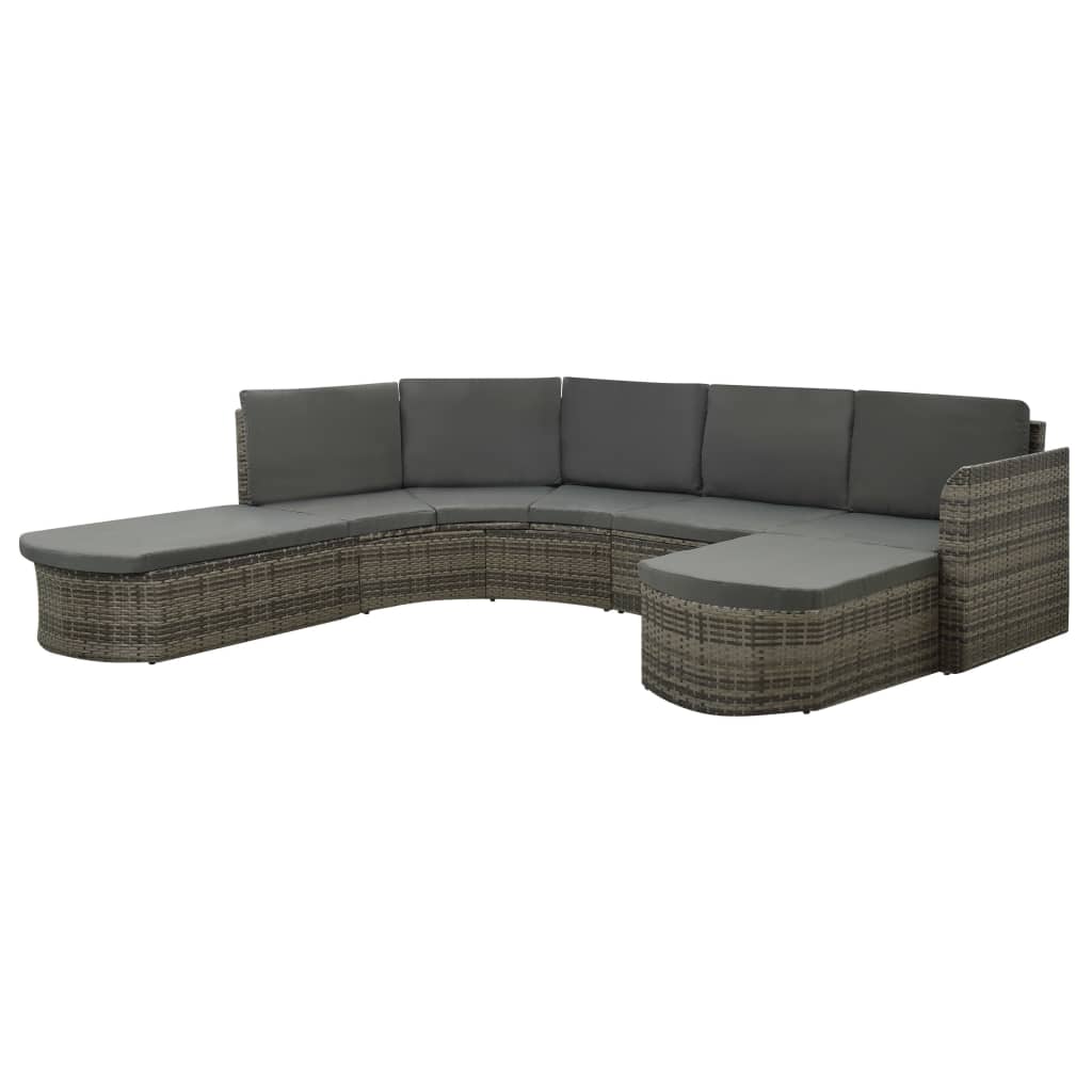 4-delige Loungeset met kussens poly rattan grijs is nu te koop bij PeponiXL, paradijselijk wonen!