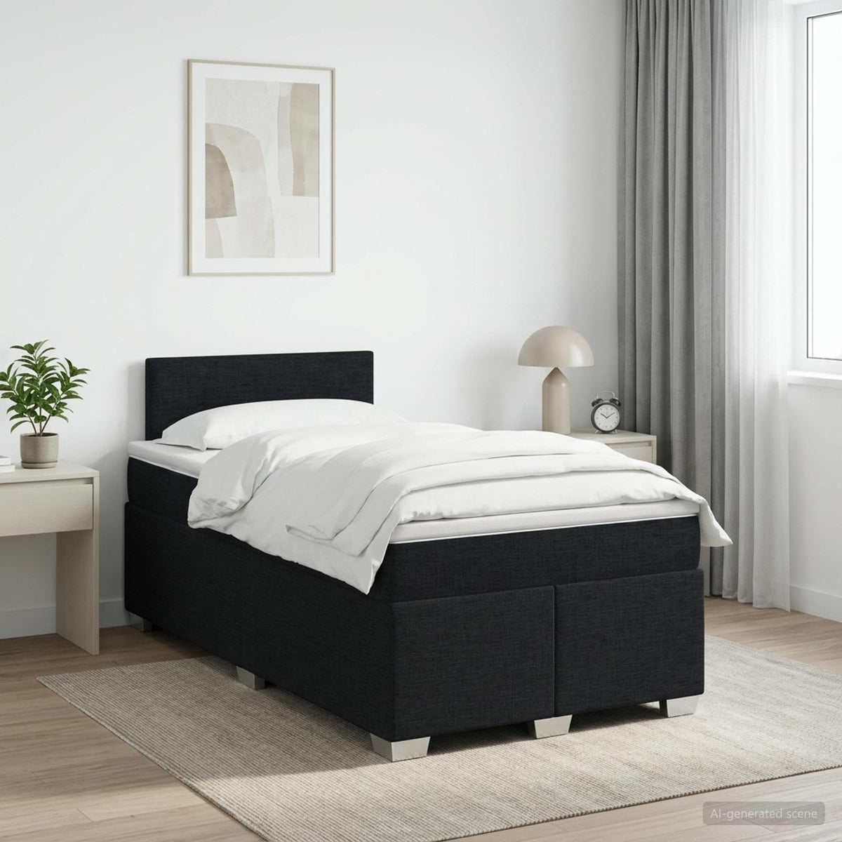Boxspringbed met matras met hoofdeinde Zwart 120 x 200 cm Stof is nu te koop bij PeponiXL, paradijselijk wonen!