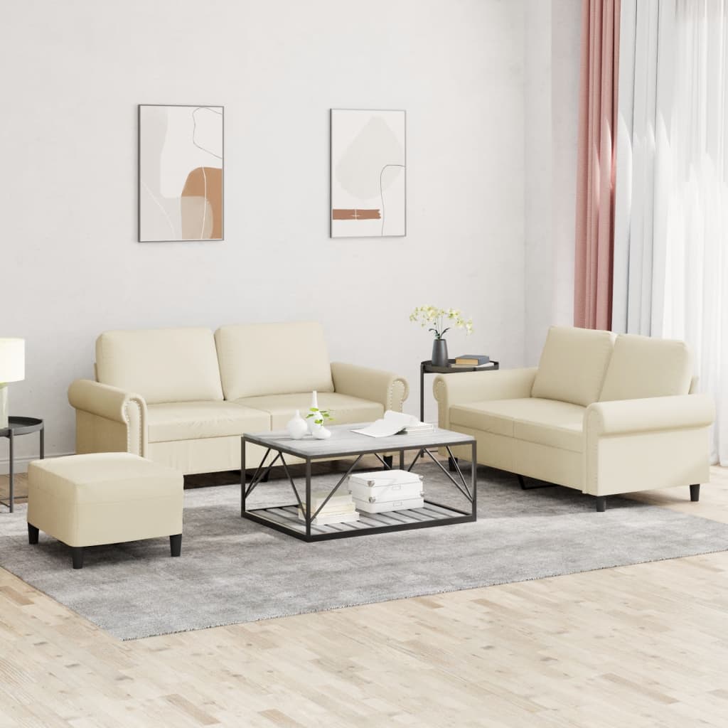 3-delige Loungeset met kussens kunstleer crème is nu te koop bij PeponiXL, paradijselijk wonen!