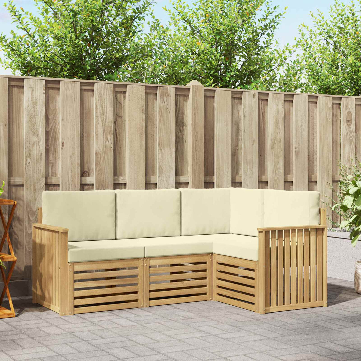 Sofa-Sets 4 pcs Wit en crèmekleurig 187,5 x 128,5 x 73 cm is nu te koop bij PeponiXL, paradijselijk wonen!