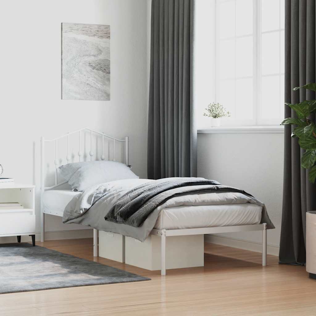 Bedframe met hoofdbord metaal wit 80x200 cm is nu te koop bij PeponiXL, paradijselijk wonen!
