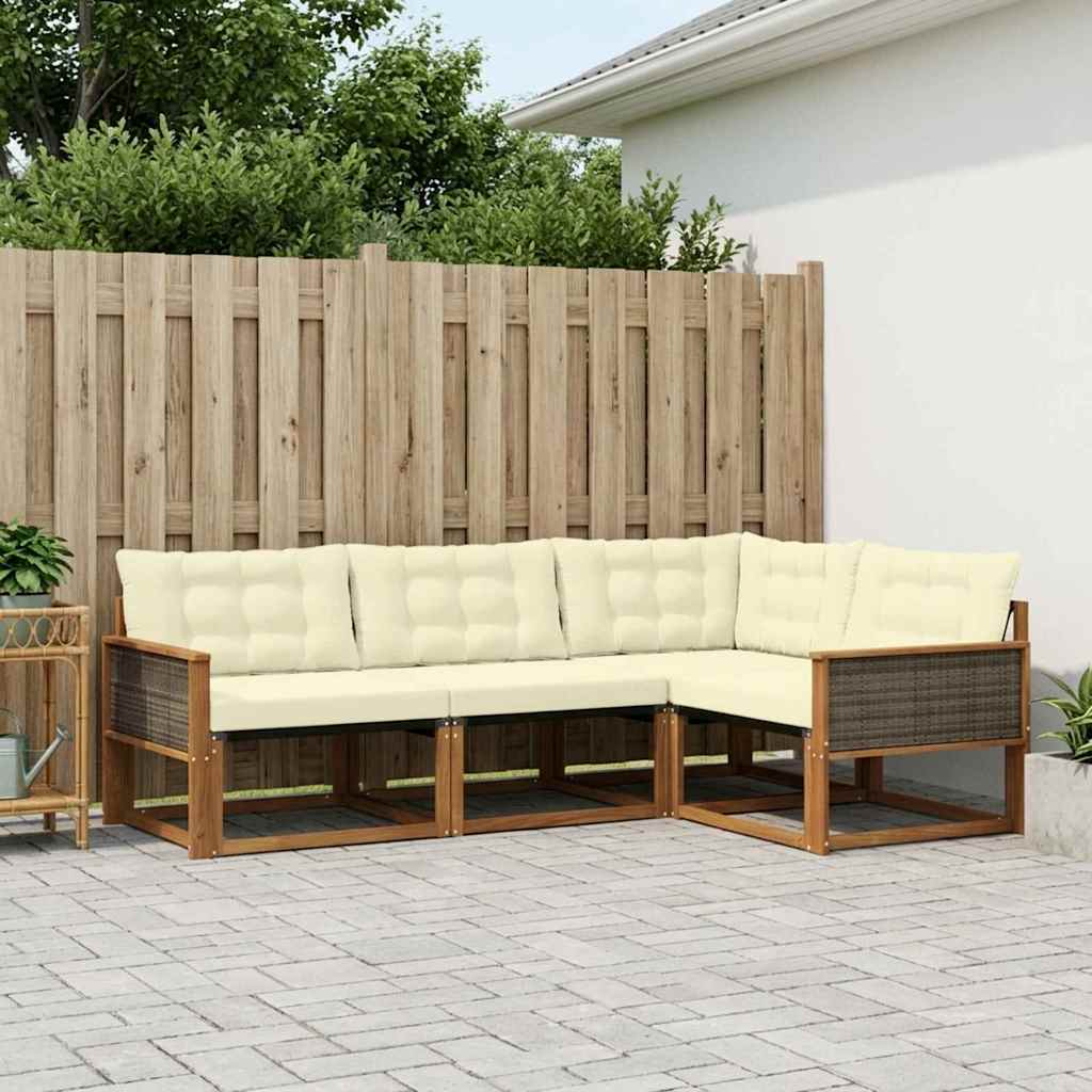 Buiten bankenset met kussen 4 pcs Natuurlijk en Crème is nu te koop bij PeponiXL, paradijselijk wonen!