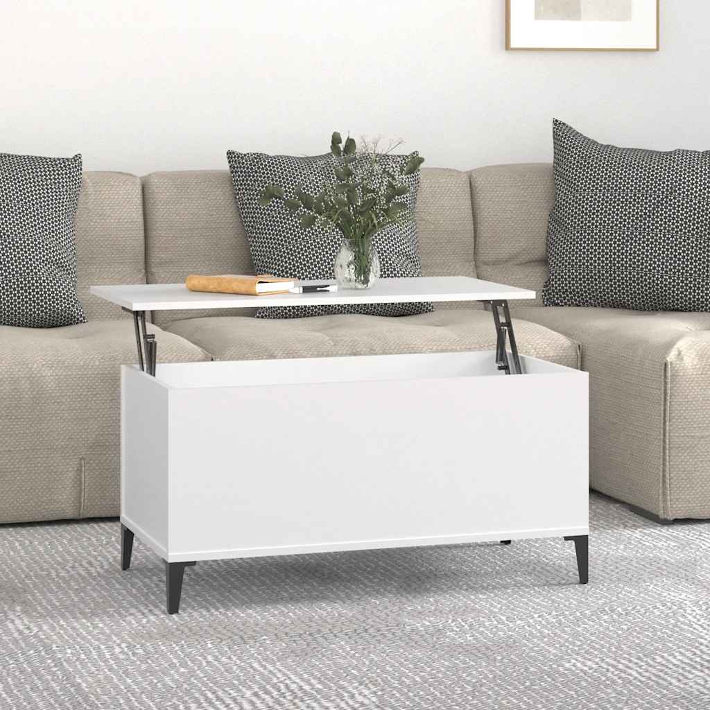 Salontafel 90x44,5x45 cm bewerkt hout wit is nu te koop bij PeponiXL, paradijselijk wonen!