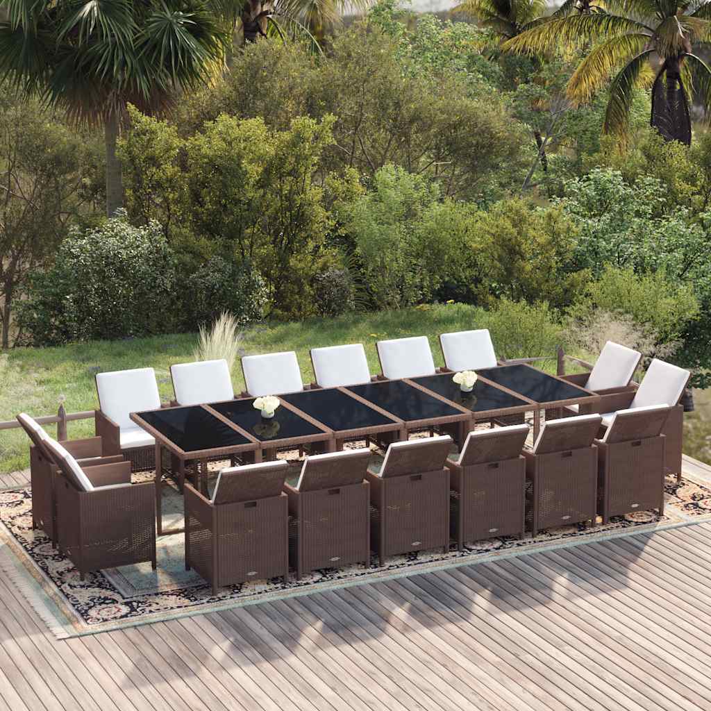 17-delige Tuinset met kussens poly rattan bruin is nu te koop bij PeponiXL, paradijselijk wonen!