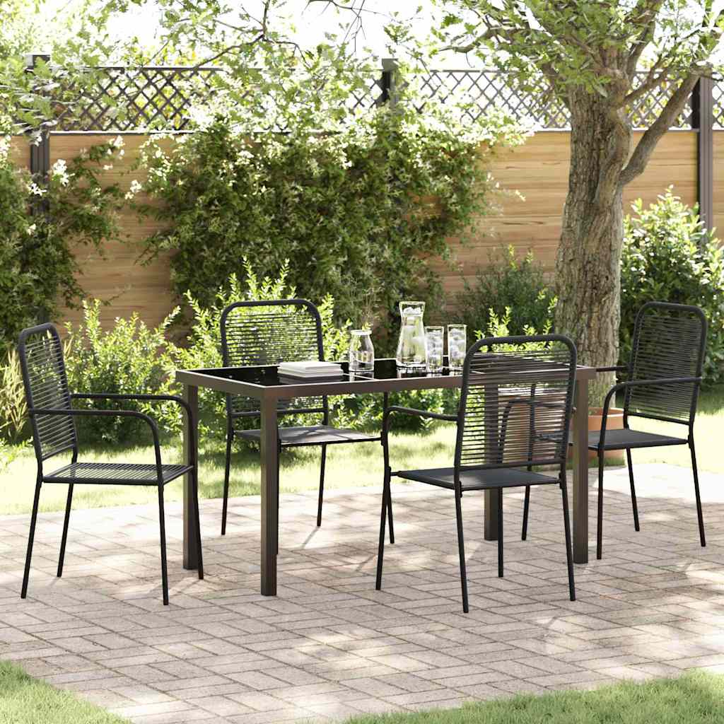 Tuin eettafelset 5 pcs Zwart Gepoedercoat staal is nu te koop bij PeponiXL, paradijselijk wonen!
