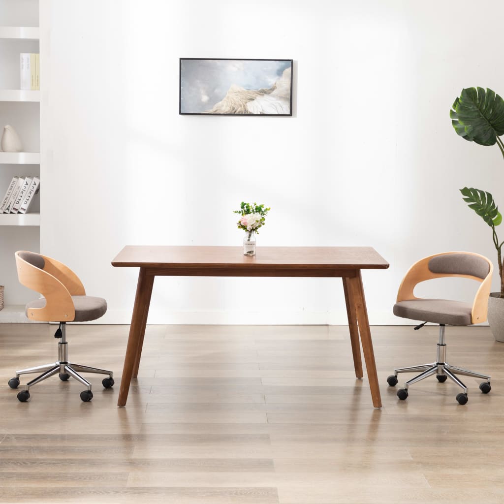 Eetkamerstoelen draaibaar 2 st gebogen hout en stof taupe is nu te koop bij PeponiXL, paradijselijk wonen!