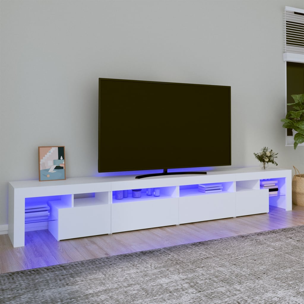 Tv-meubel met LED-verlichting 260x36,5x40 cm wit is nu te koop bij PeponiXL, paradijselijk wonen!