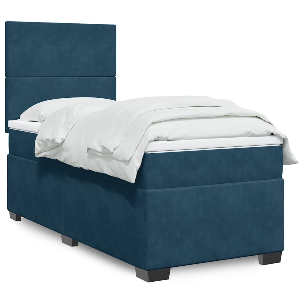 Boxspring met matras fluweel blauw 80x200 cm is nu te koop bij PeponiXL, paradijselijk wonen!