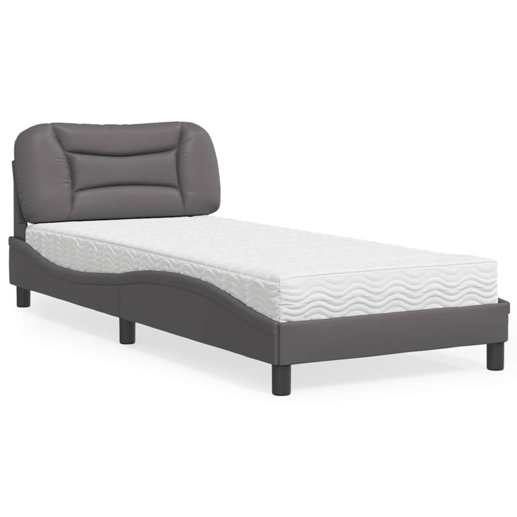 Bed met matras "Hvar" kunstleer grijs 90x200 cm is nu te koop bij PeponiXL, paradijselijk wonen!