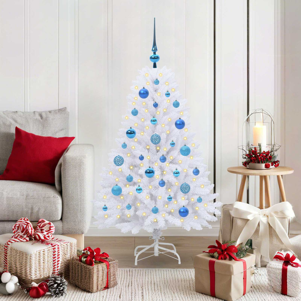 Kunstmatige Inklapbare Kerstboom Wit 120 cm PVC en Staal is nu te koop bij PeponiXL, paradijselijk wonen!