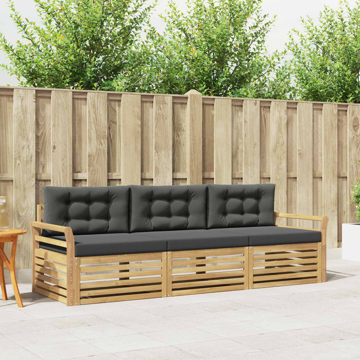 Buiten bankenset 3 pcs Wit en antracietkleurig is nu te koop bij PeponiXL, paradijselijk wonen!