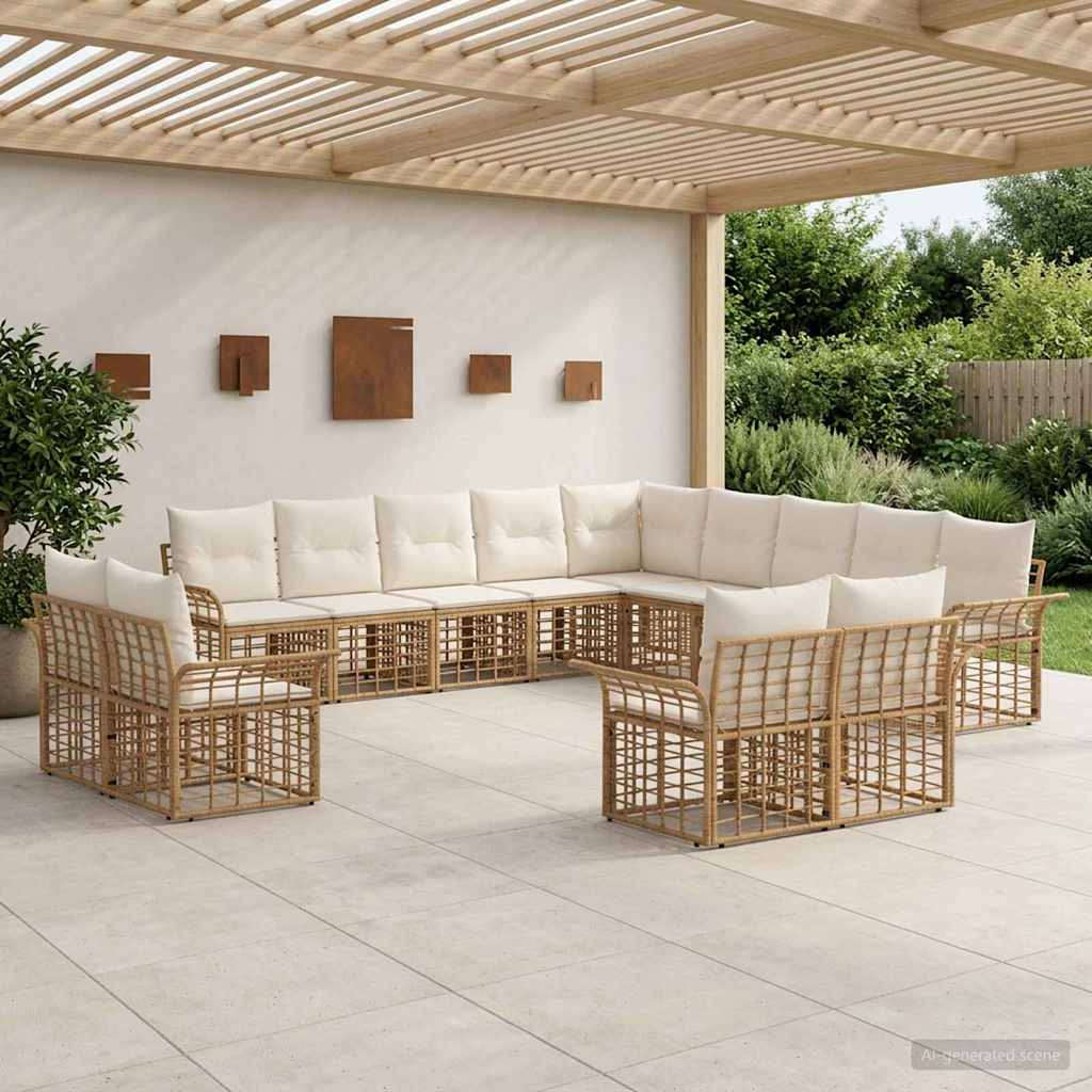 Buiten bankenset 13 pcs Natuurlijk en Crème Wit Polyester is nu te koop bij PeponiXL, paradijselijk wonen!
