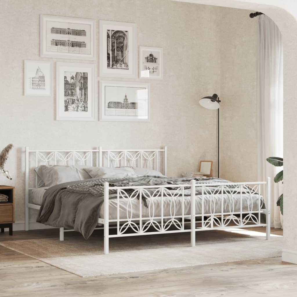 Bedframe met hoofd- en voeteneinde metaal wit 183x213 cm is nu te koop bij PeponiXL, paradijselijk wonen!