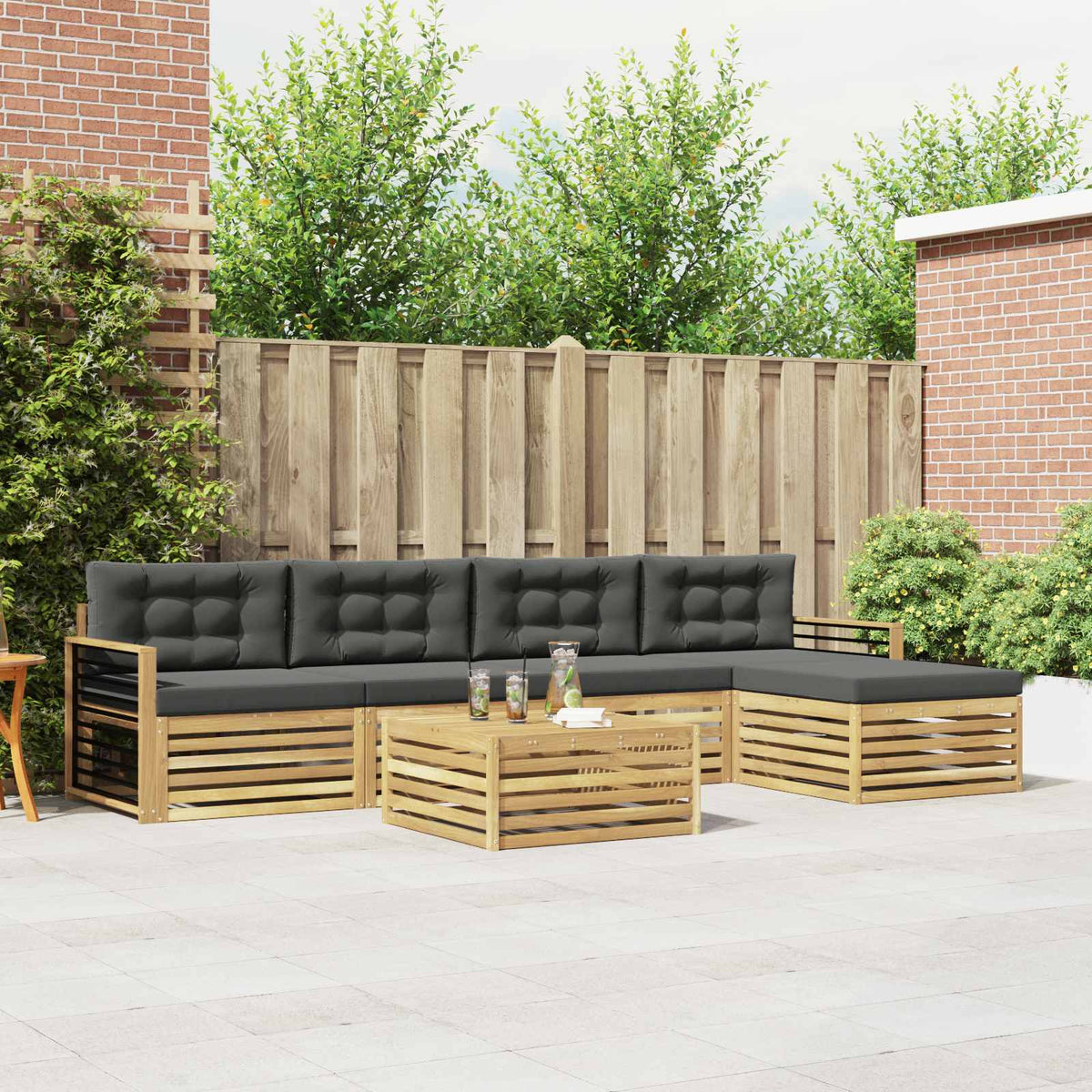 Buiten bankenset 7 pcs Wit en antracietkleurig Polyester is nu te koop bij PeponiXL, paradijselijk wonen!