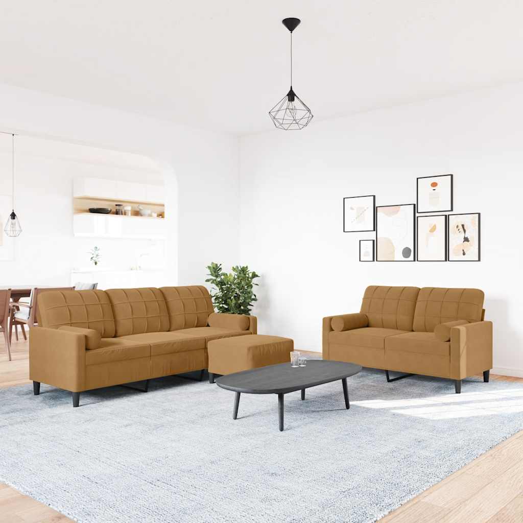 3-delige Loungeset met kussens en bolsters fluweel bruin is nu te koop bij PeponiXL, paradijselijk wonen!