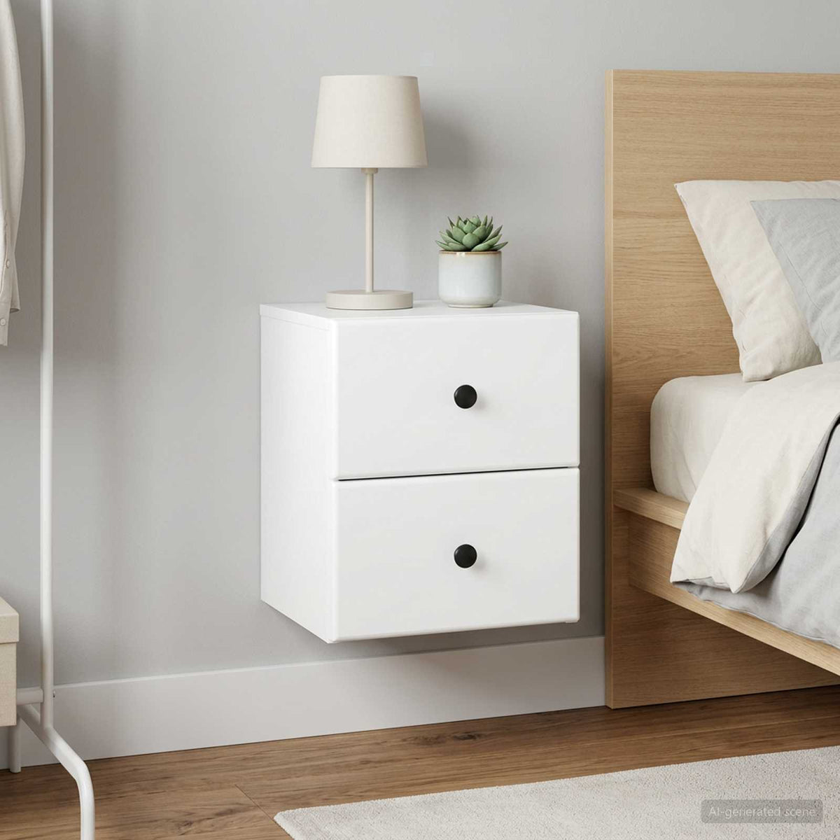 Wandbeugel Bedkast 2 pcs Wit 34,5 x 33 x 40 cm Bewerkt hout is nu te koop bij PeponiXL, paradijselijk wonen!