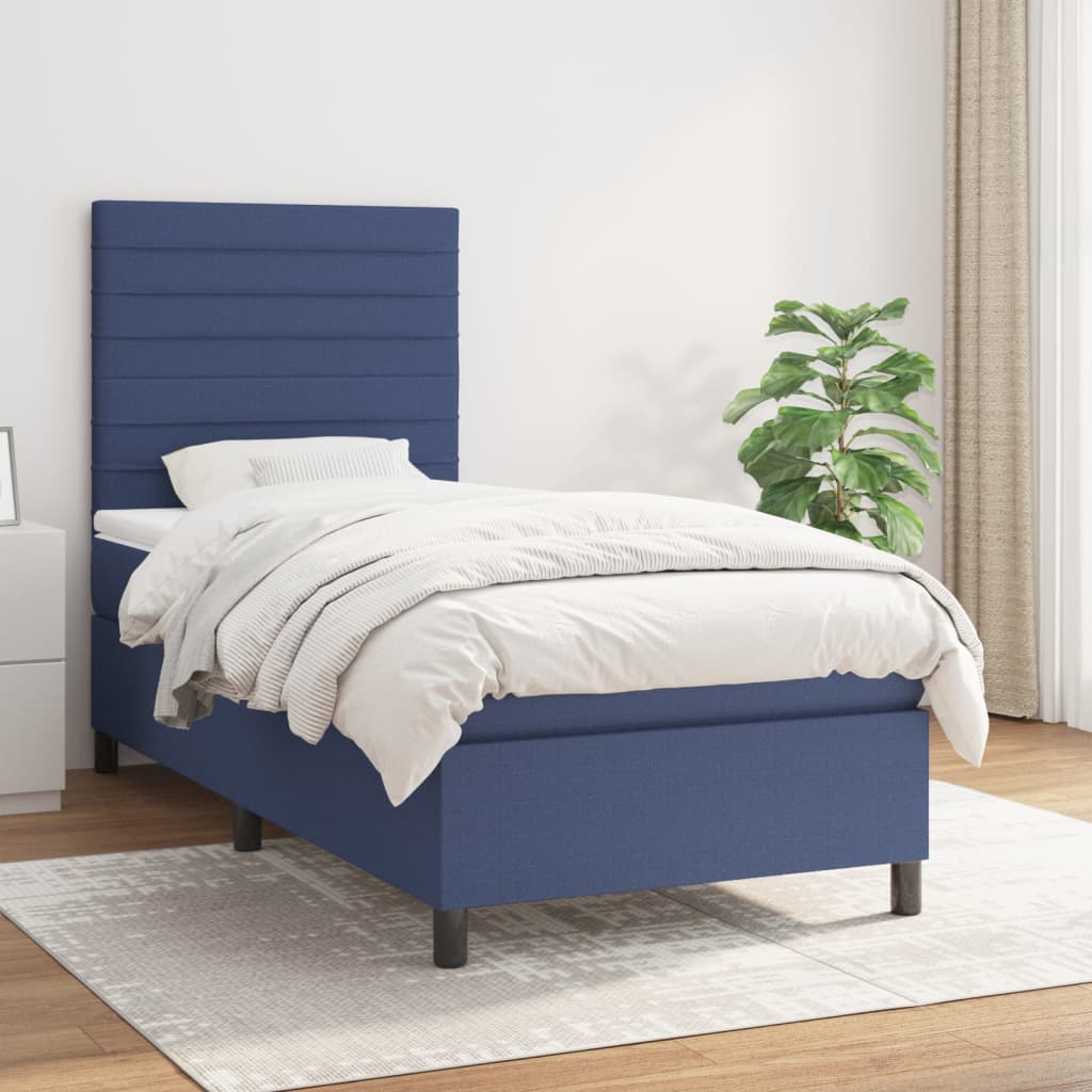 Boxspring met matras stof blauw 80x200 cm is nu te koop bij PeponiXL, paradijselijk wonen!