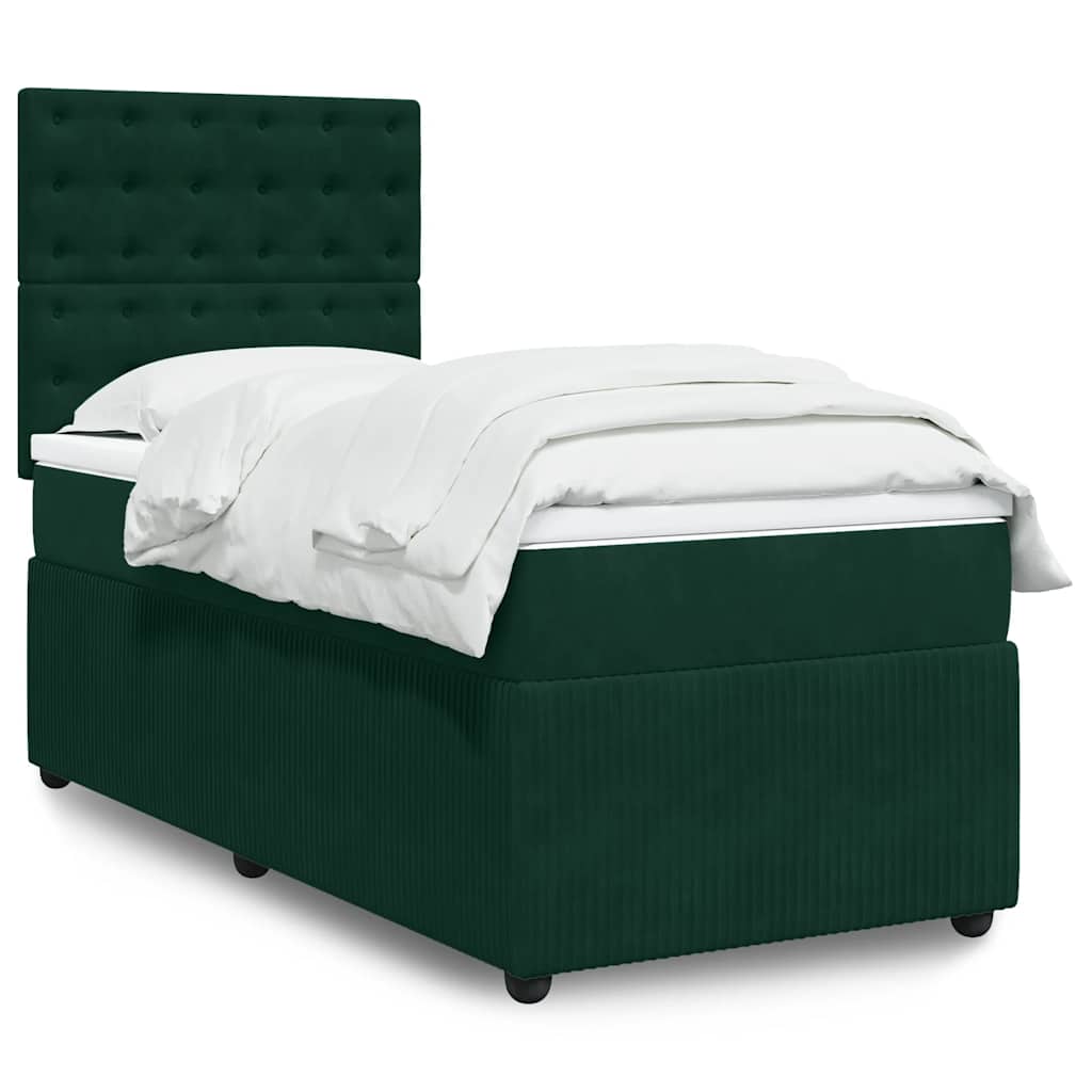 Boxspring met matras fluweel donkergroen 90x190 cm is nu te koop bij PeponiXL, paradijselijk wonen!