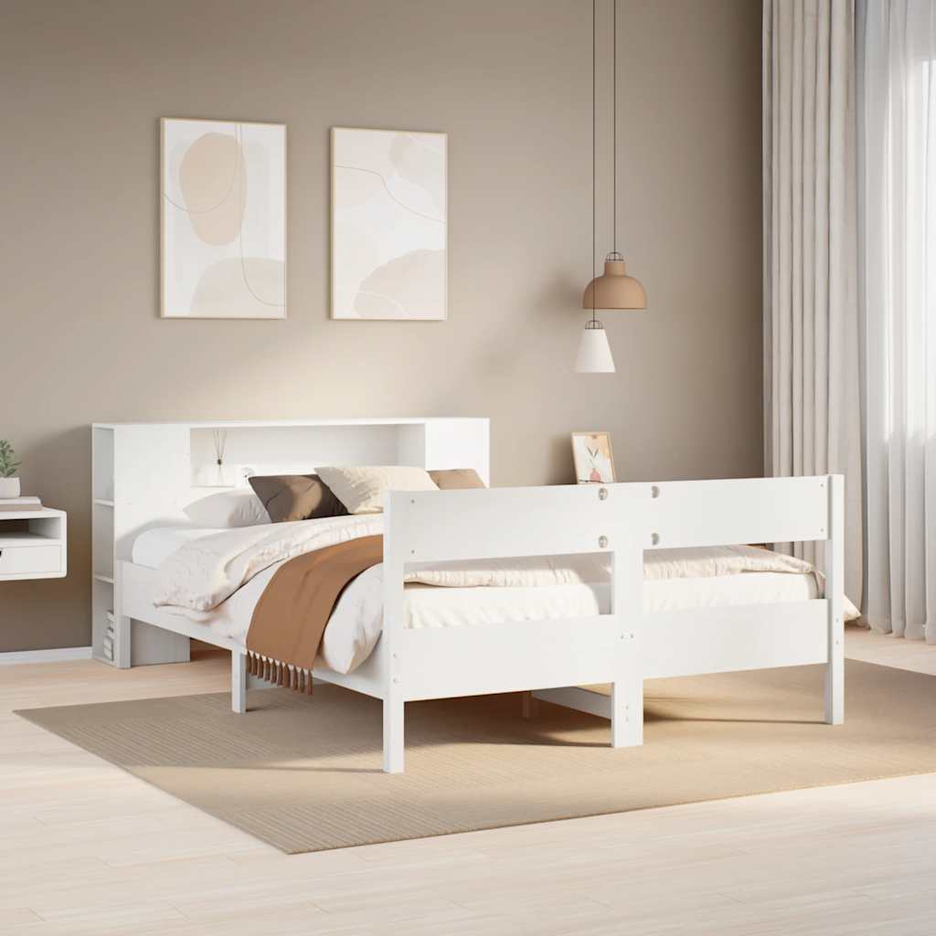 Bed met boekenkast zonder matras grenenhout wit 150x200 cm is nu te koop bij PeponiXL, paradijselijk wonen!