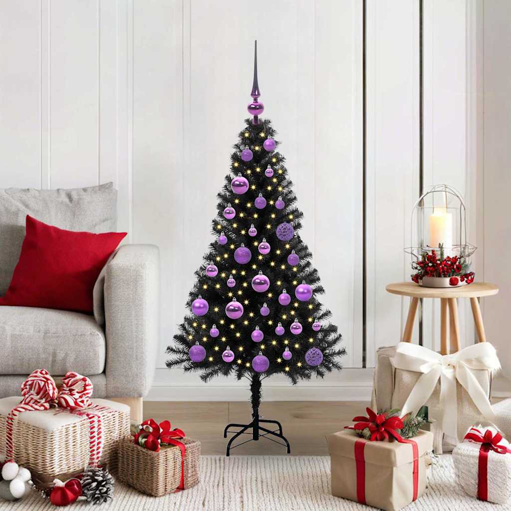 Kerstboom met 150 LED met standaard Zwart 120 cm PVC is nu te koop bij PeponiXL, paradijselijk wonen!