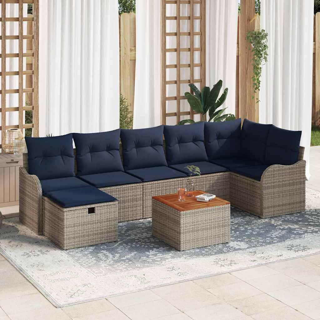 Tuinbankenset 8 st Grijs poly rattan is nu te koop bij PeponiXL, paradijselijk wonen!