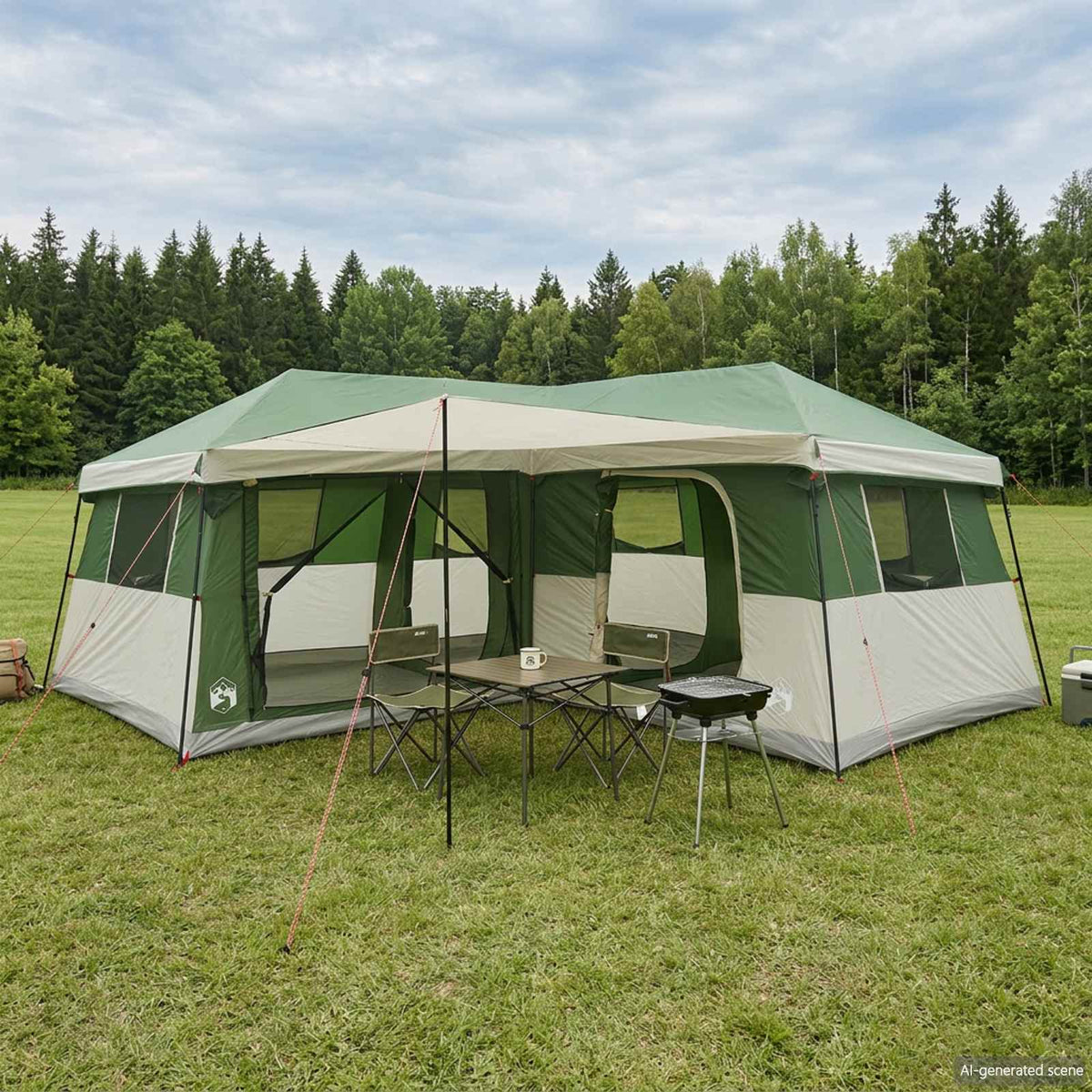 Familietent met regenhuif, waterafstotend 14-persoons Groen is nu te koop bij PeponiXL, paradijselijk wonen!