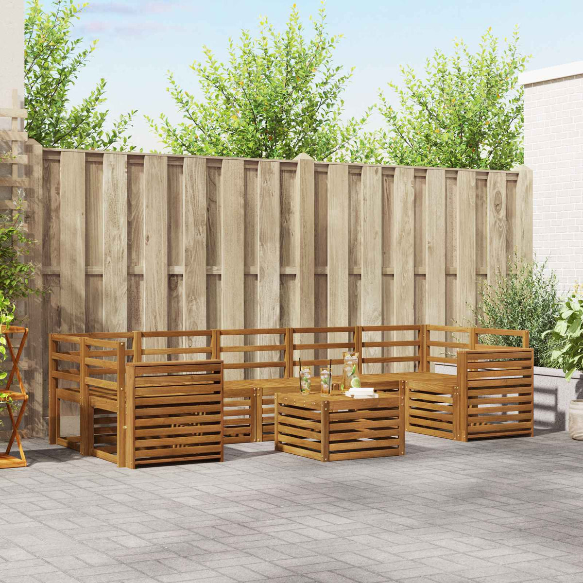 Sofa-Sets 8 pcs Naturel Massief Acaciahout is nu te koop bij PeponiXL, paradijselijk wonen!