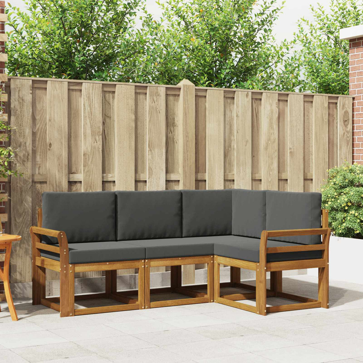Buiten bankenset met kussen 4 pcs Natuurlijk en Antraciet is nu te koop bij PeponiXL, paradijselijk wonen!