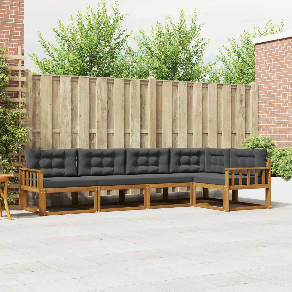 Buiten bankenset met kussen 5 pcs Natuurlijk en Antraciet is nu te koop bij PeponiXL, paradijselijk wonen!