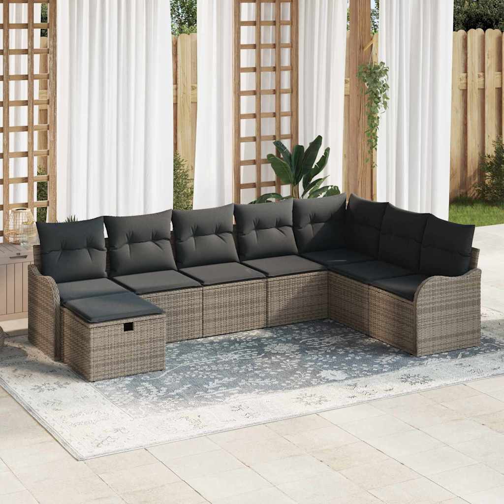 Tuin Sofa Set 8 st Grijs poly rattan is nu te koop bij PeponiXL, paradijselijk wonen!