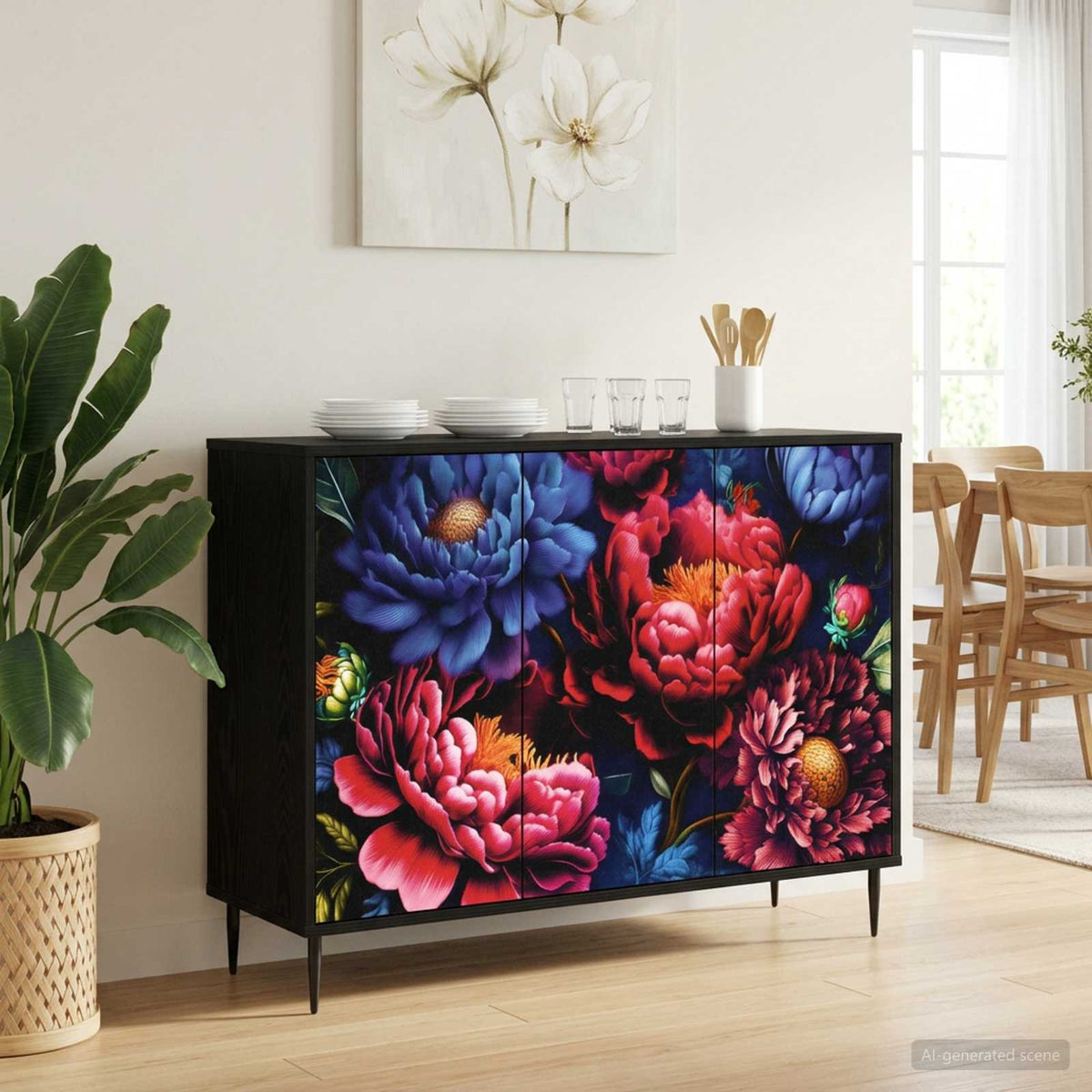 Dressoir KIEL Zwart eiken 102 x 33 x 76 cm Bewerkt hout is nu te koop bij PeponiXL, paradijselijk wonen!
