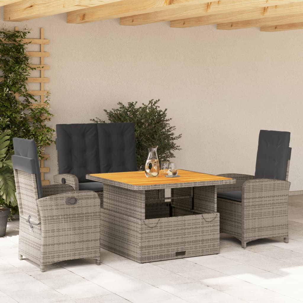 4-delige Tuinset met kussens poly rattan grijs is nu te koop bij PeponiXL, paradijselijk wonen!