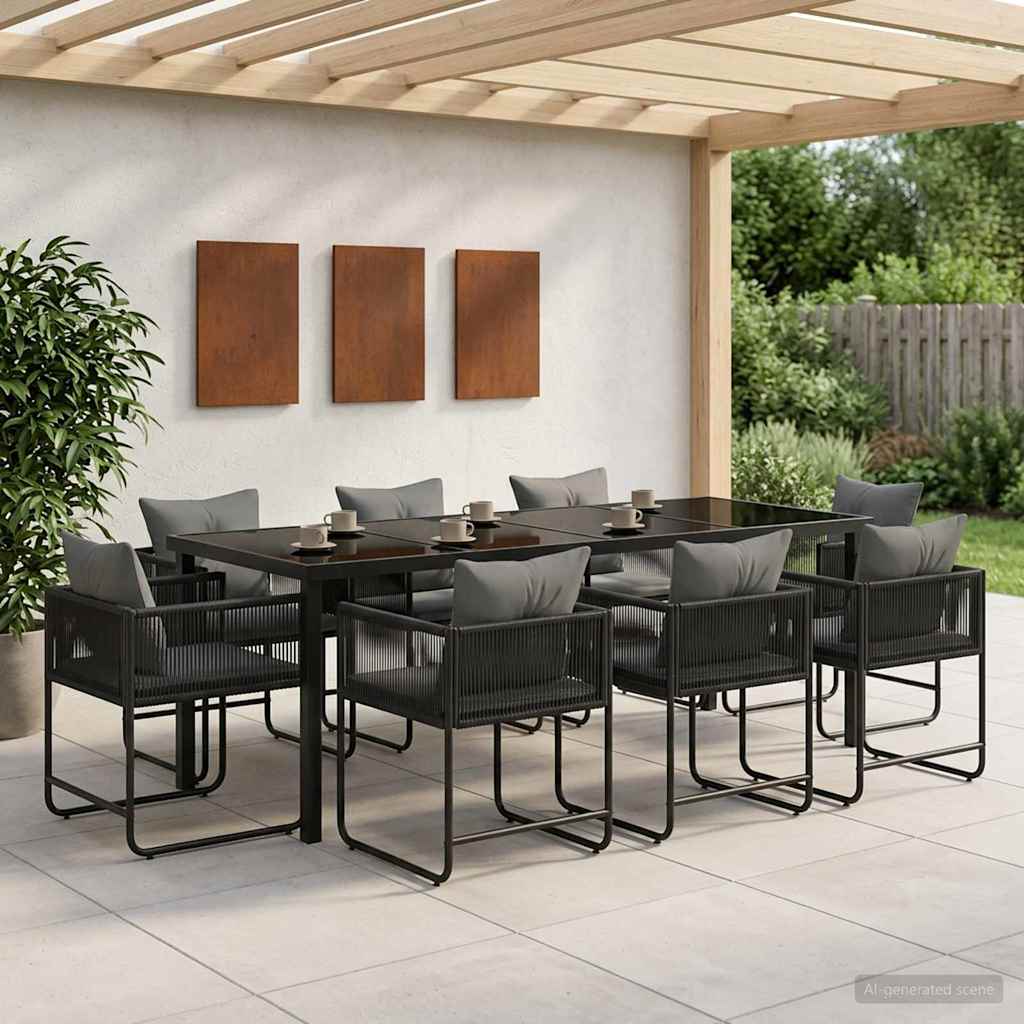 Tuin eettafelset 9 pcs Zwart en Anthraciet 200 x 80 x 73 cm is nu te koop bij PeponiXL, paradijselijk wonen!