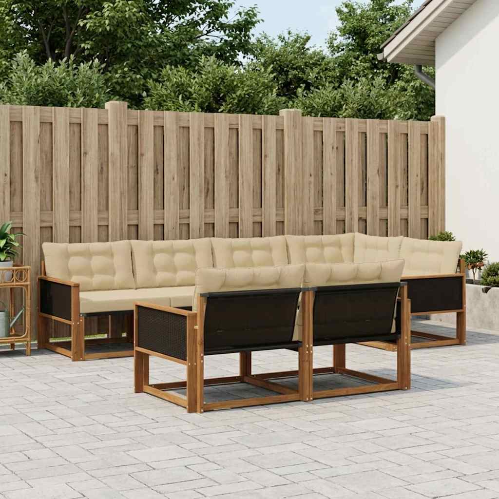 Buiten bankenset met kussen 7 pcs Natuurlijk en Beige is nu te koop bij PeponiXL, paradijselijk wonen!