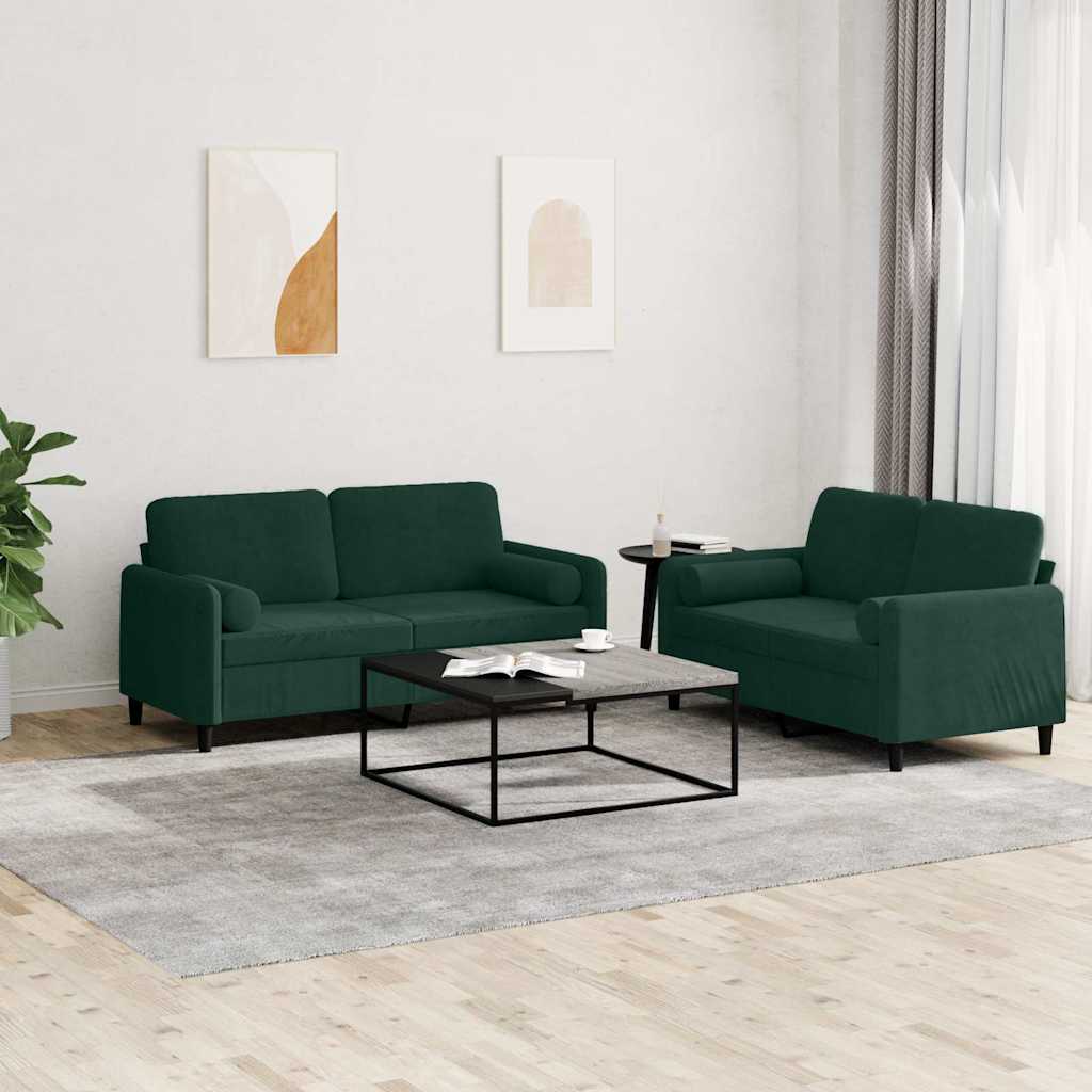 2-delige Loungeset met kussens fluweel donkergroen is nu te koop bij PeponiXL, paradijselijk wonen!