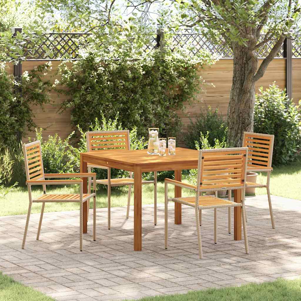 Tuin eettafelset 5 pcs Beige Massief Acaciahout is nu te koop bij PeponiXL, paradijselijk wonen!