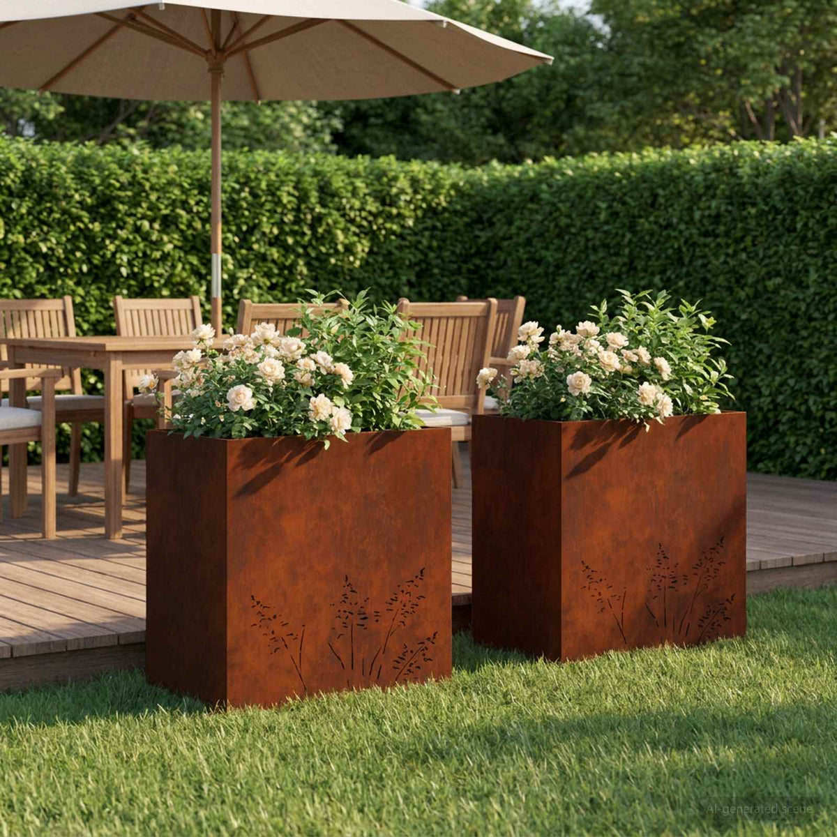 Plantenbak 2 st Roestkleurig 50 x 30 x 49 cm weervast staal is nu te koop bij PeponiXL, paradijselijk wonen!