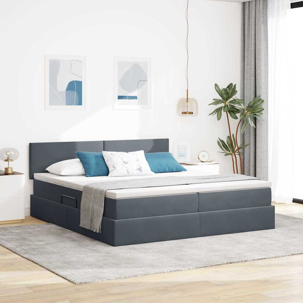 Opslag bed met matras met hoofdeinde Donkergrijs 100 x 200 cm is nu te koop bij PeponiXL, paradijselijk wonen!
