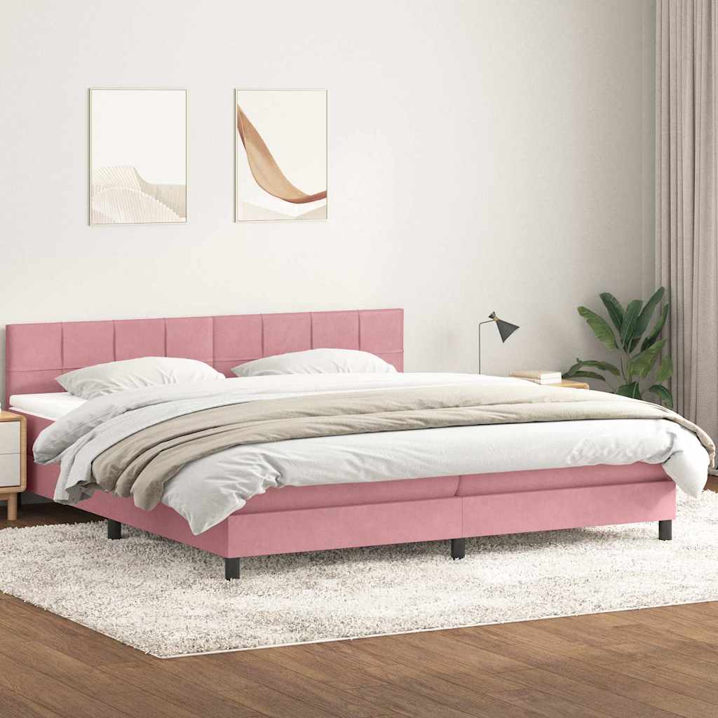 Boxspring met matras fluweel roze 180x210 cm is nu te koop bij PeponiXL, paradijselijk wonen!