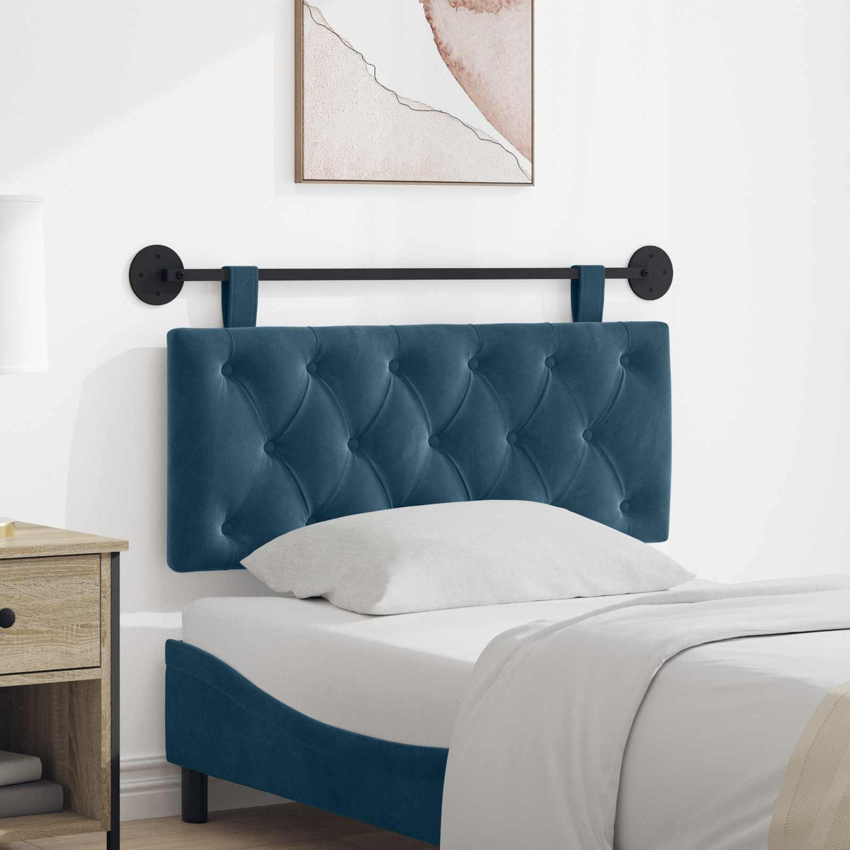 Hangend hoofdbord Blauw Fluweel is nu te koop bij PeponiXL, paradijselijk wonen!