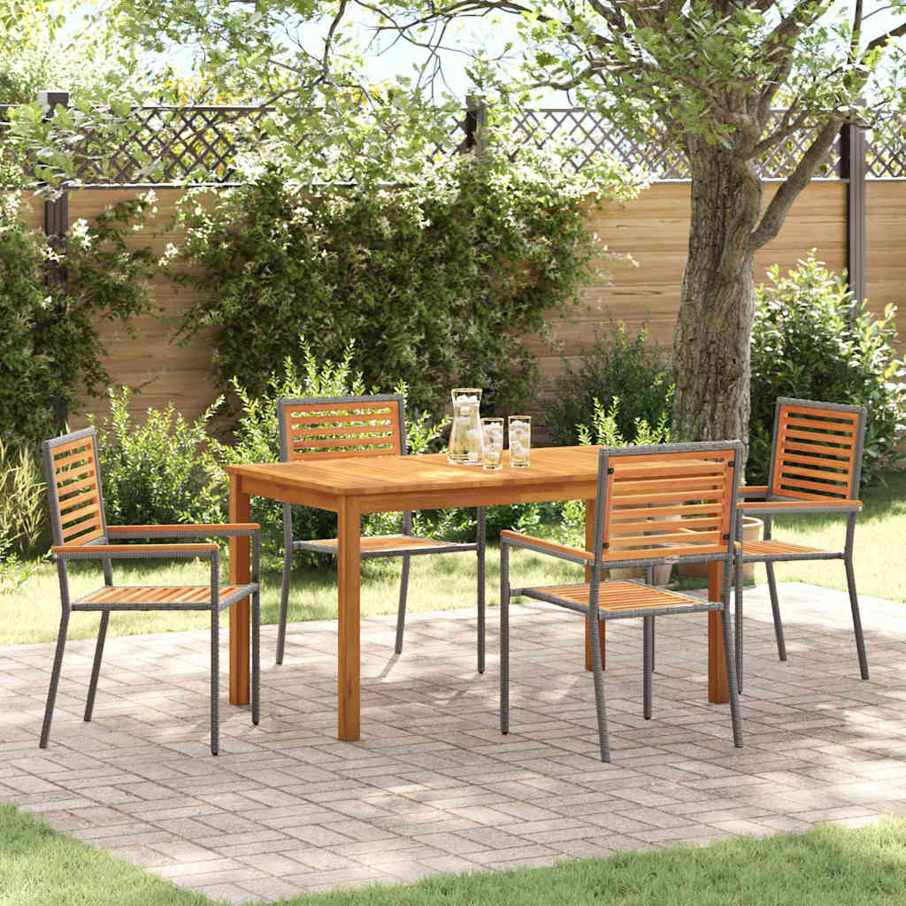 Tuin eettafelset 5 pcs Grijs Massief Acaciahout is nu te koop bij PeponiXL, paradijselijk wonen!