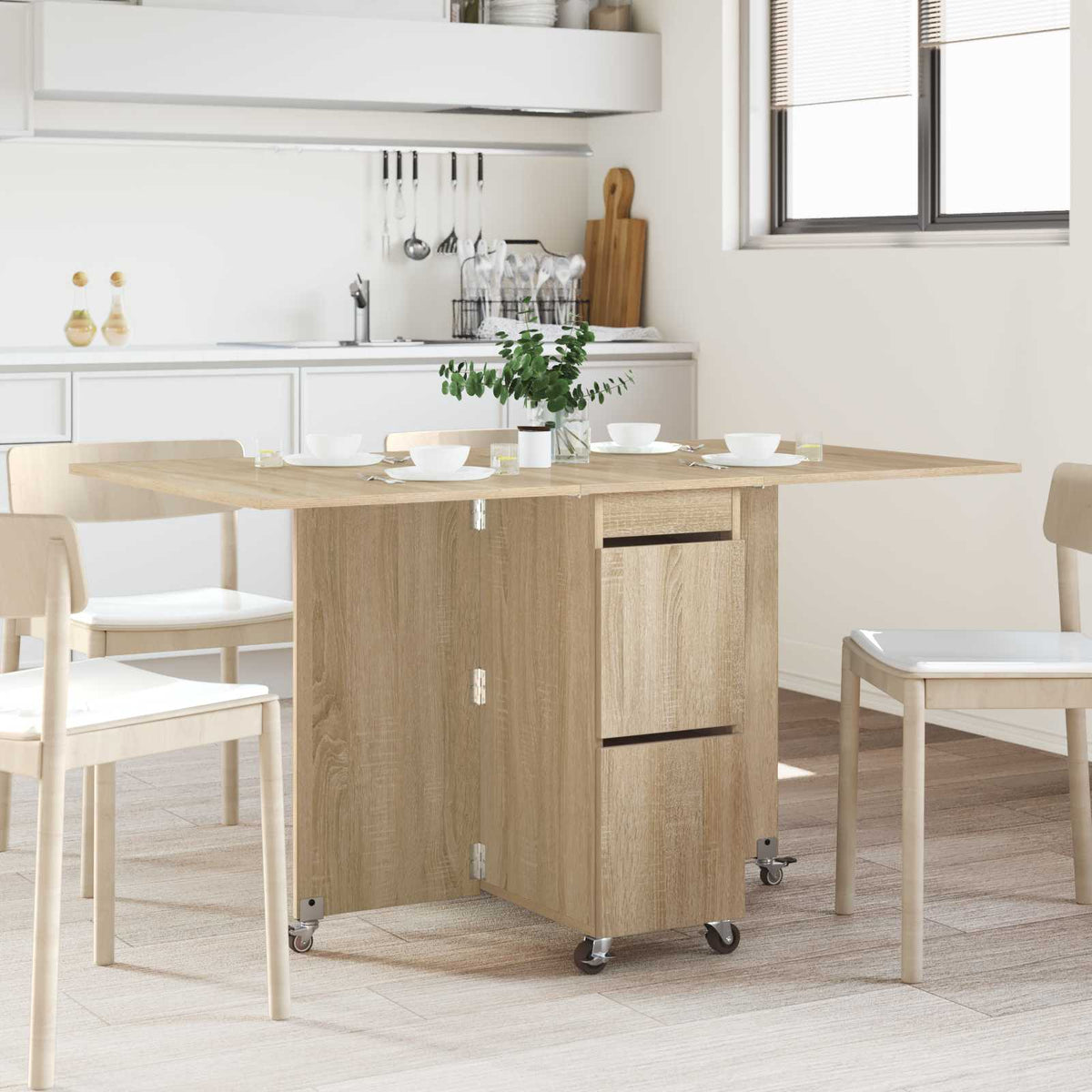 Eettafel 2 pcs 140 x 80 x 77 cm Bewerkt hout Sonoma Eiken is nu te koop bij PeponiXL, paradijselijk wonen!