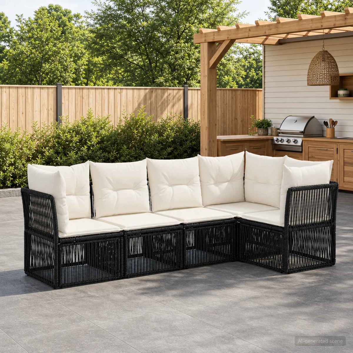 Tuinbankenset 5 pcs Zwart poly rattan is nu te koop bij PeponiXL, paradijselijk wonen!
