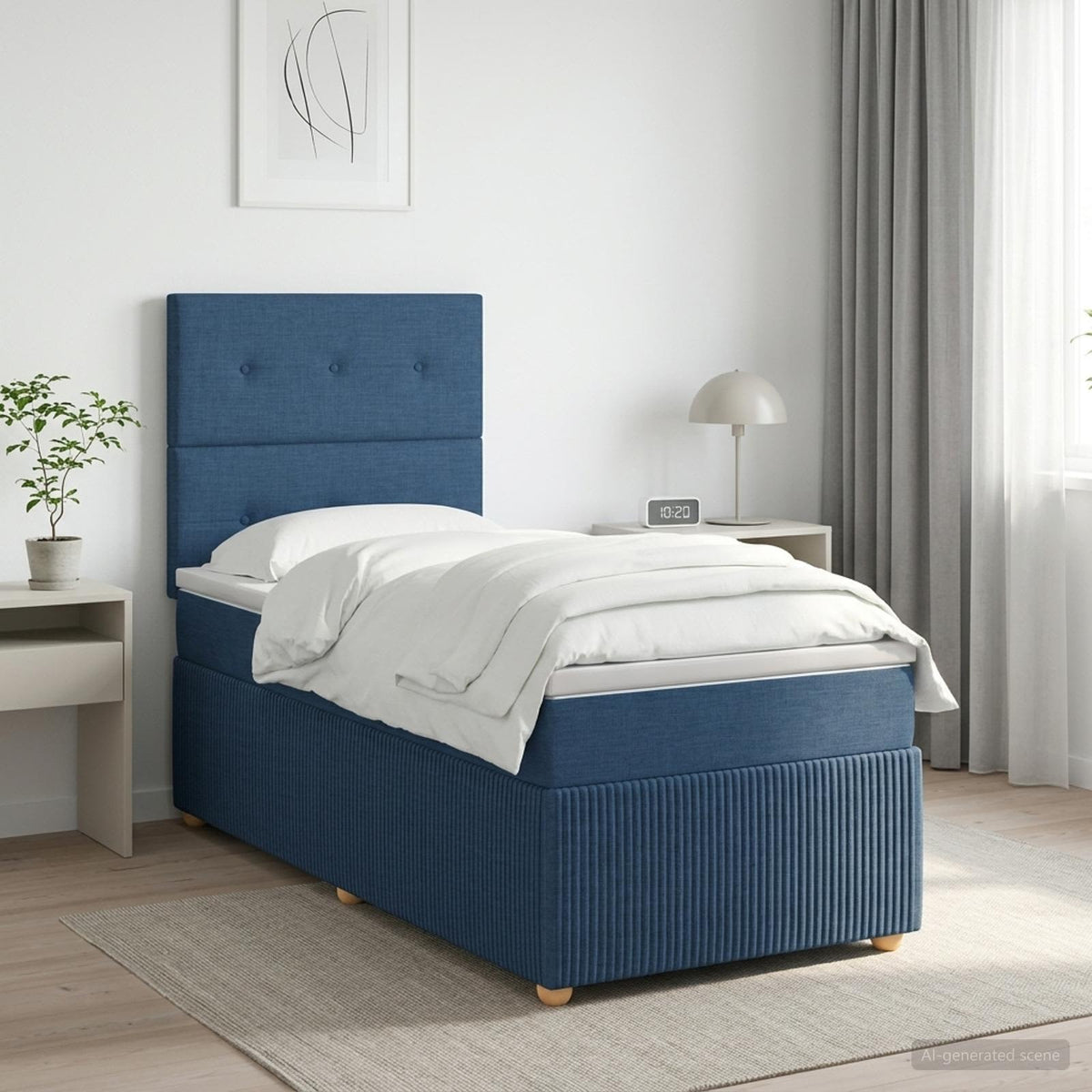 Boxspringbed met matras met hoofdeinde Blauw 80 x 200 cm Stof is nu te koop bij PeponiXL, paradijselijk wonen!