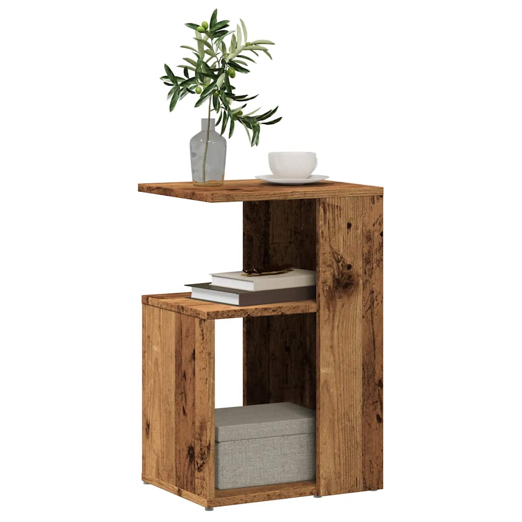 Bijzettafel 36x30x56 cm bewerkt hout oud houtkleurig is nu te koop bij PeponiXL, paradijselijk wonen!