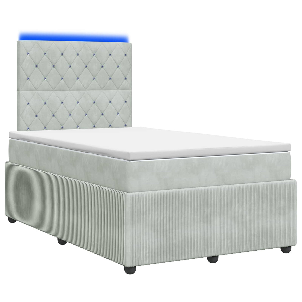 LED Boxspring Bed met Matras Lichtgrijs 120 x 190 cm Fluweel is nu te koop bij PeponiXL, paradijselijk wonen!