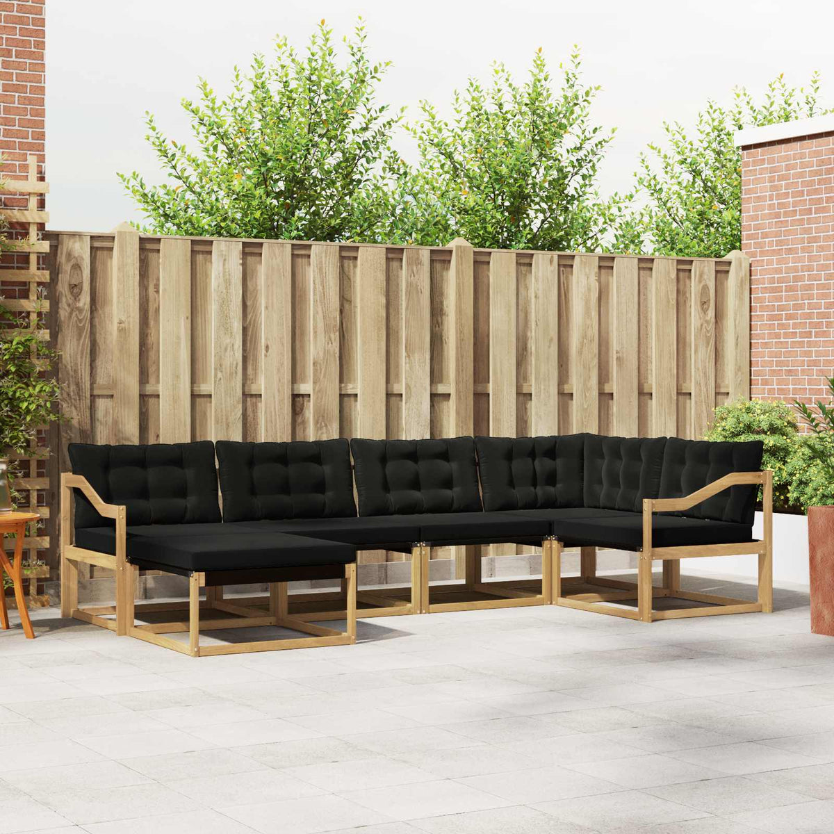 Buiten bankenset met kussen 6 pcs Wit en zwart is nu te koop bij PeponiXL, paradijselijk wonen!