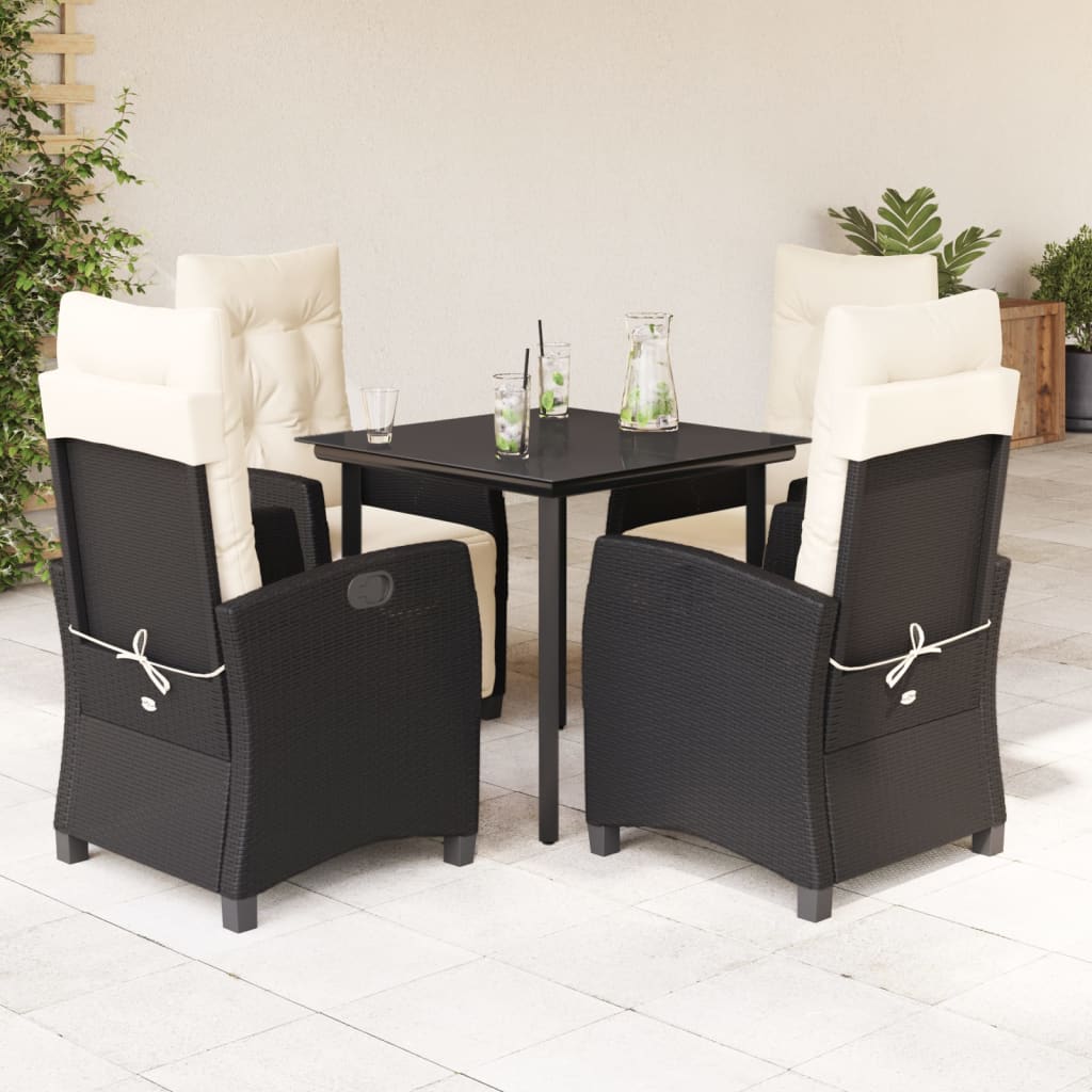 5-delige Tuinset met kussens poly rattan zwart is nu te koop bij PeponiXL, paradijselijk wonen!